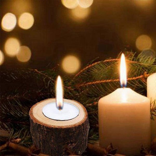 9-pack Trä Tealight Ljusstakar, Votiv Tea Light Holder M Storlek Inre Hål Rustik Bröllopsdekoration