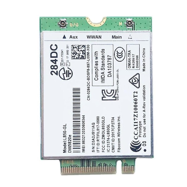 Dw5820e L850-gl Lte 4g Card Module 0284dc 284dc For Laptop 3500 5400