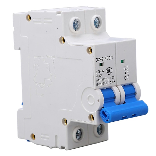 DC Miniature Strømafbryder Opgraderet 2P 500V Luft til Solcelle PV System Paneler Grid 50A YEMAA