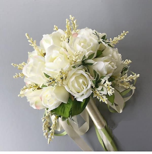 Bouquets Off-white, Håndlavet Bryllup, Kunstig Blomst Til Brud