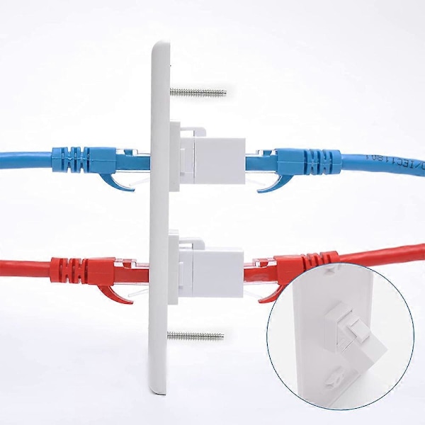 2 Pak 2 Port Ethernet Vægplade, Cat6 Hun til Hun Vægstik RJ45 Inline Kobler Vægstik, Hvid