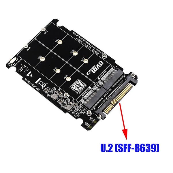 M.2 SSD til U.2 Adapter 2-i-1 M.2 NVME og SATA-bus NGFF SSD til PCI-e U.2 SFF-8639 Adapter PCIe M2 Co