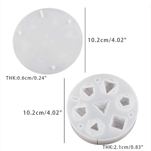 Store DND Terninger Harpiksforme til DIY Terninger Fremstilling 7 Hulrum Polyhedrisk Silikonform med Stereoskopisk Design Epoxy Harpiksforme til Bordspil Cr