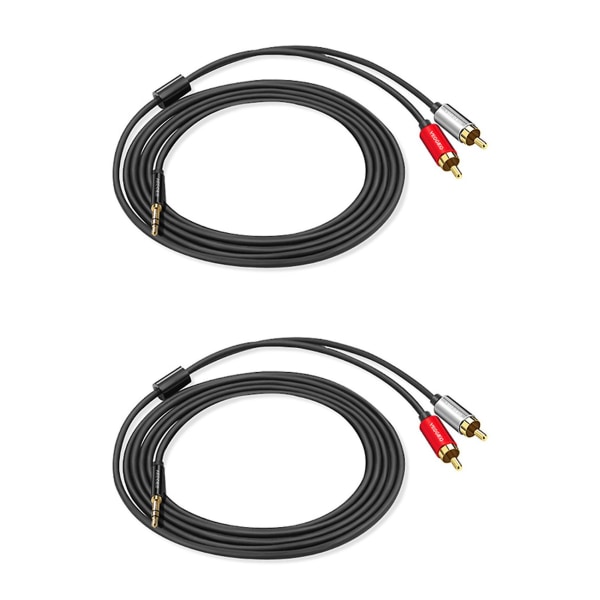 2x RCA-kabel 2RCA til 3,5 lydkabel 3,5 mm jack RCA AUX-kabel (2m)