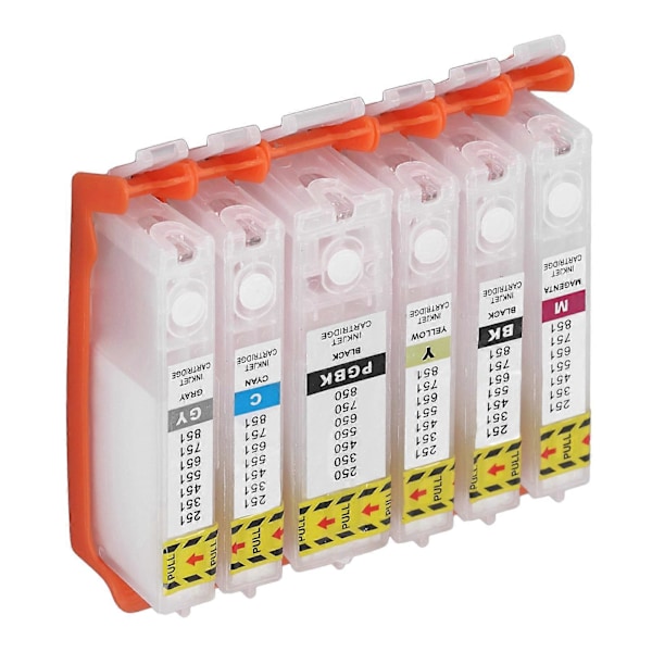 6 STK Printer Blækpatron PGBK BK C M Y GY Genanvendelig Glat Output Patron Combo Pakke til Testpapir 450-451 YEMAA