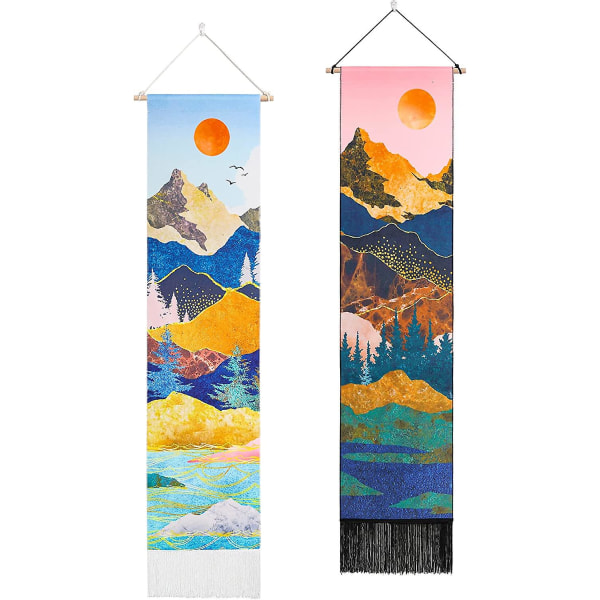 Mountain Tapestry Forest Tapestry Seinään ripustettava Japanilainen kuvakudos Seinätaide Kuu Auringonlasku Luonto Maisema Kuvataide Perhehuoneen sisustukseen, 32*