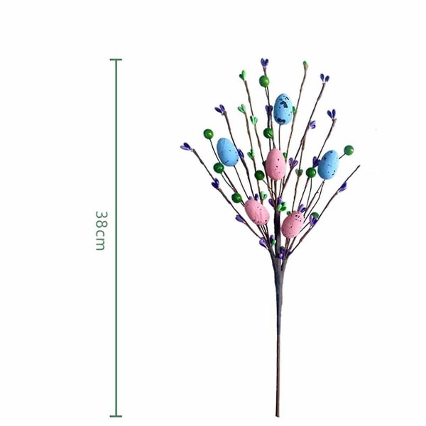 Konstgjord Påsksprayranka med Pastellfärgade Påskägg och Bär - Dekorativa Vårfloralskaft -ea