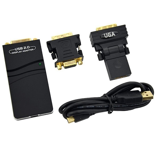 Extern grafikkort USB 2.0 till DVI/VGA/-kompatibel för flera skärmar, utöka/spegelbild