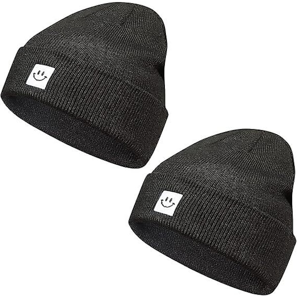 Strik Beanie Hat til Mænd/Kvinder 2-pak