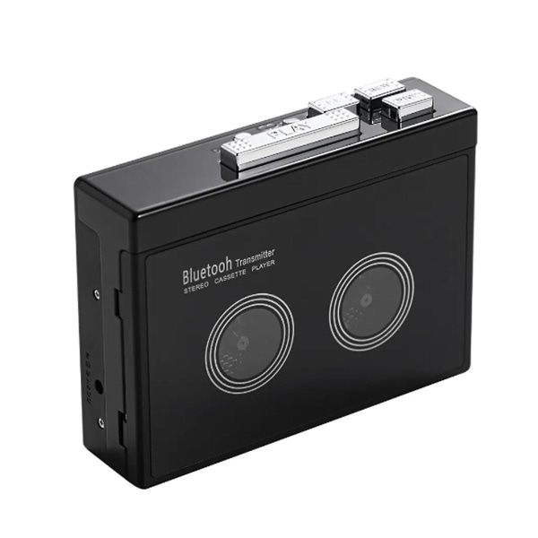 Svart retro stereo kassettspiller Walkman kassettbånd Musikklyd Automatisk reversering med Bluetooth