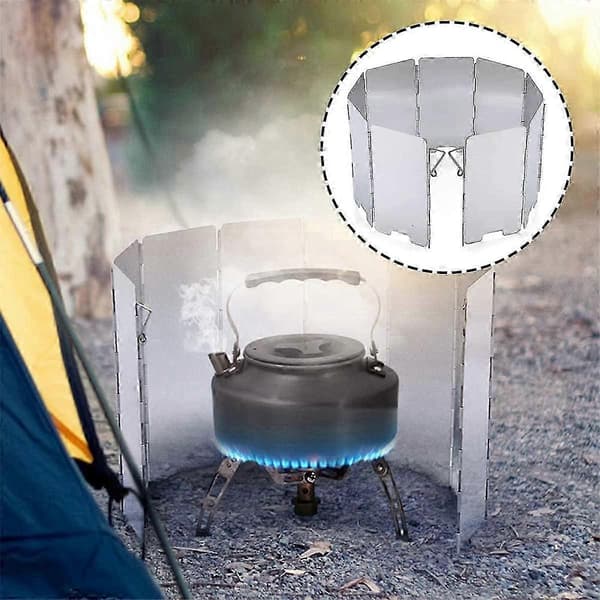 Vindruta, 9 Plåtar Aluminium Mini Vindskydd för Utomhus BBQ Picknick Campingutrustning