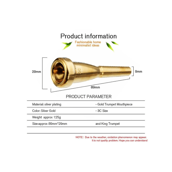 3c Trompet Munnstykke Musikk Instrument Munnstykke Pianistens verktøy Spilleinstrumenter Tilbehør