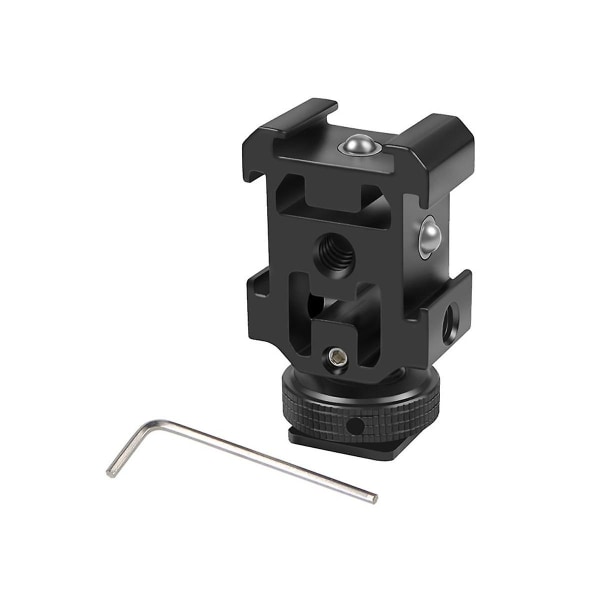 Trippel Hot Shoe Mount Adapter Doble skruer Brakett Stand Holder For Dslr Kamera For Led Video Microp