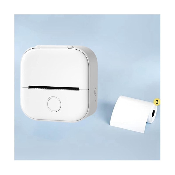 Mini-lommeprinter, ny opgradering hurtig udskrivning bærbar mini termisk printer, trådløs Bluetooth fotoprinter (hvid)