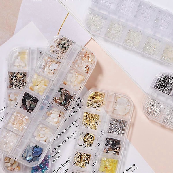 Akryl Fjäril Blomma Björne Nagelkonst Hänge Nagelkonst, Multi-formad Pärla Rhinestone Gyllene Metall Nagelkonst, Nagelkonst Hänge Applikation Smycken Accessoar