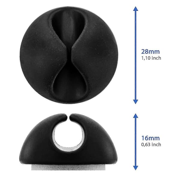 10 st Kabelklämmor Kabelhållare Kabelhantering För Kablar Upp Till 8mm Kabelhantering Svart