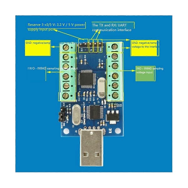 STM32F103C8T6 USB-grensesnitt 10-kanals 12-bit AD-sampling datainnsamling STM32 UART-kommunikasjon