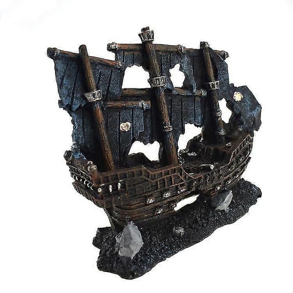 Akvarium dekorasjon skipsvrak piratskip skadet skip akvarium hule stein dekorasjon