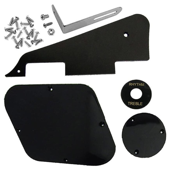 1 sett Svart Pickguard Hulebryterdeksel Pickup Velgerplate Brakett Skruer Passer Gitar Stilsett