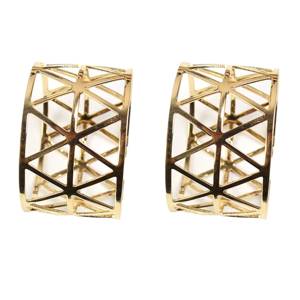 12pcs Gold Geometric Hollow Napkin Rings Serviette Holder For Party Hotel Banquet Dining Room Table