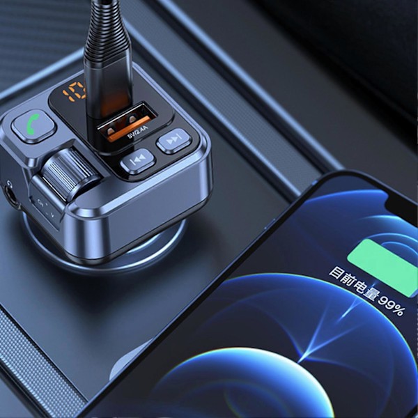 Biltelefonlader med dobbelt port Bluetooth-kompatibel bil MP3-afspiller egnet til biler med 12V - 24V