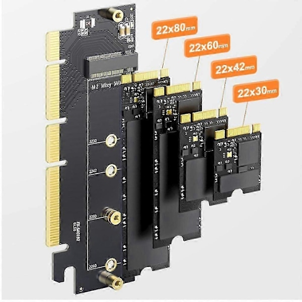 M.2 NVMe SSD - PCIe 4.0 X16 -sovitin M-key liitäntälaajennuskortti 64 Gbps F