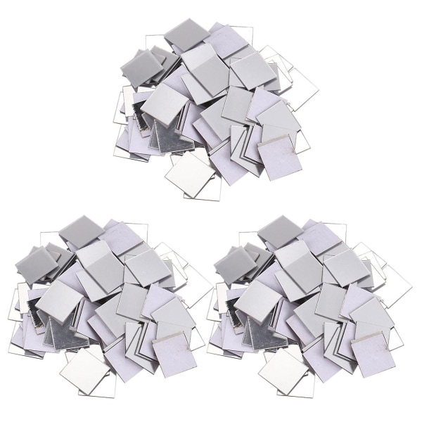 300 Piece Mirror Tile Wall Sticker 3d Decal Room Decor Stick (silver)