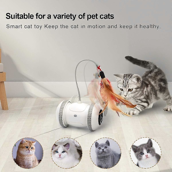 Interaktiv Automatisk Sensor Smart Robot Elektronisk Fjäderleksak Självspelande USB Uppladdningsbara Kattungeleksaker