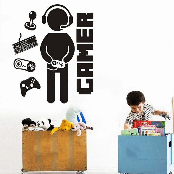 2x Gamer Decals til drengeværelse Creative Game Wall Sticker til børneværelse Drenge soveværelse Legeværelse Wall D