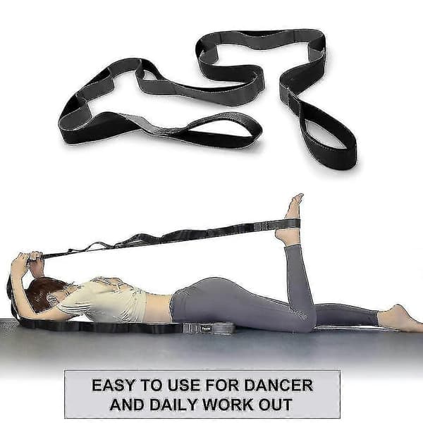 12-segment Nylon Yoga Spänningsbälte Yoga Tillbehör Ett-ord Häst Split Chrys--ljusgrå - Svart