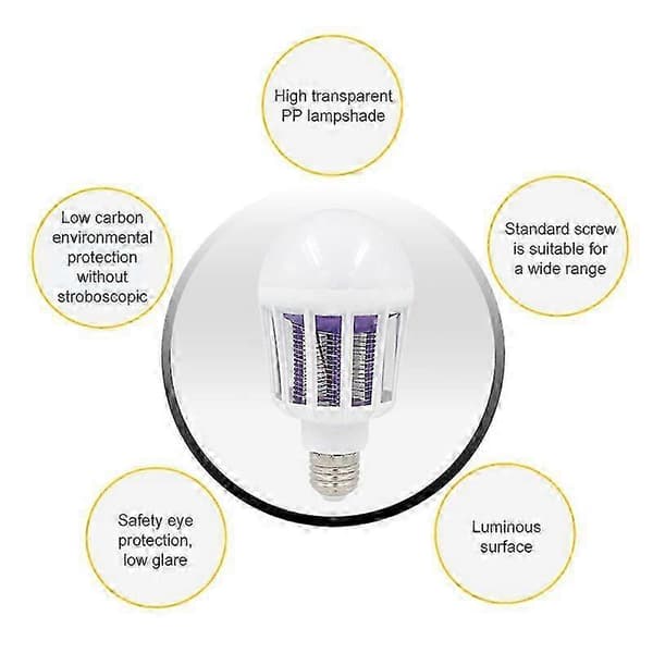 Kodin hyttysentappaja LED-lamppu 2-in-1 valo hyönteisansa Zapper-lamppu E27