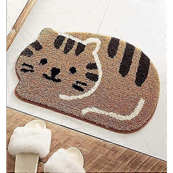 Kitty bademåtter, sødt Kawaii katte tæppe til badeværelse, tæppe til badekar, dørmåtte til indgang, skridsikker vandabsorberende bademåtte