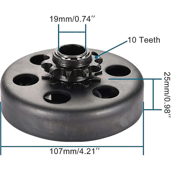 3/4\" Cylinder Centrifugal Kobling 10 Tænder Udskiftning Til Kæde 40/41/420 Til Go Kart Mini Moto Baja Go Powersports -Ayane