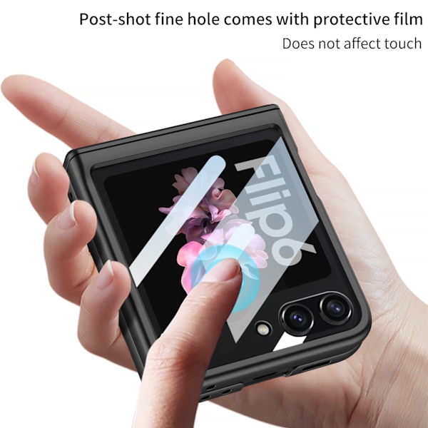 Lämplig för Samsung ZFlip6 mobiltelefonfodral vikbar skärm ultratunn stor fönsterskal film integrerad magnetisk absorption cross purple