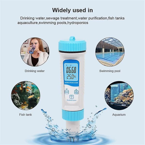 7 I 1 Ph-måler Ph/tds/ec/orp/salt/sg/temperaturmåler Digital Bluetooth Vannkvalitetsmonitor Tes