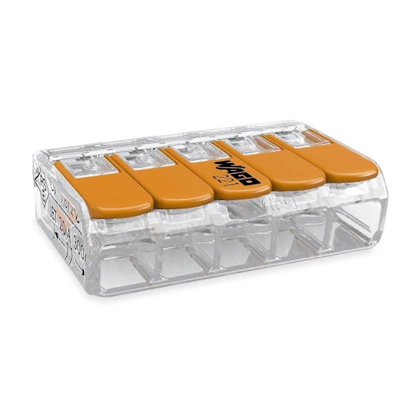 Wago 5-Lednings Compact Forbindelsesklemmer (10 stk.) 221-415 Compact Spliceforbindelser