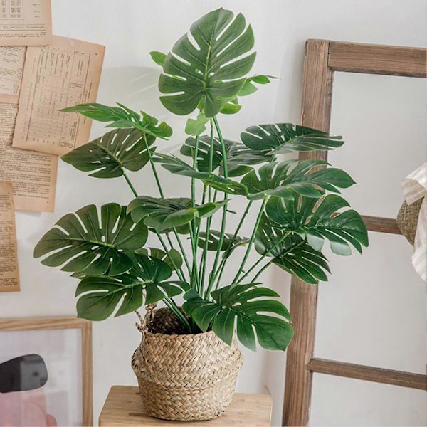 Kunstig Monstera-plante Realistisk Falske Planter med Potter til Hjem og Kontor Dekoration