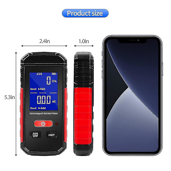 Emf-måler, elektromagnetisk strålingsdetektor, oppladbar digital Emf-tester, elektrisk/magnetisk F-dt