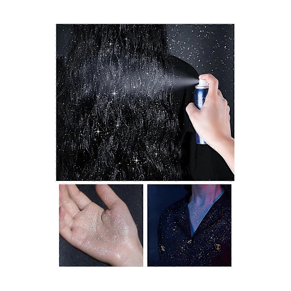 Kiiltävä Glitter-suihke tai Glitter-jauhe Kiiltävä vartalon glitter vaatteille ja hiuksille Glitter-suihke meikki