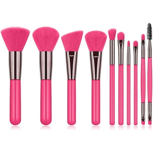 Makeup Børster Værktøjssæt Kosmetisk Powder Eye Shadow Foundation Blush Blending Beauty Make Up Brush (Pink)10 stk.