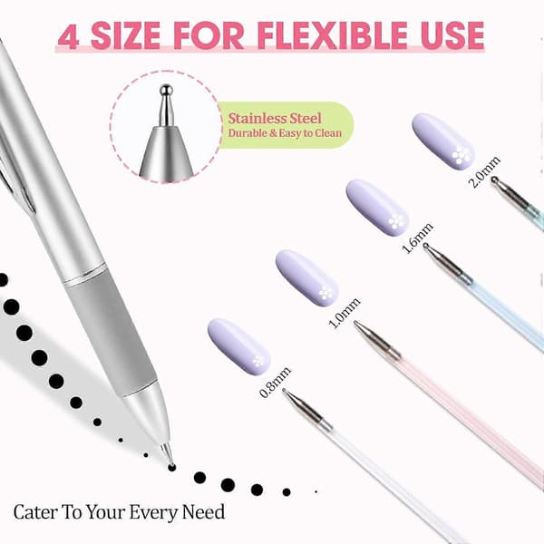 2-pack 4-i-1 Nail Art Dotting Pennor, Dubbelsidigt Nageldesignverktygset