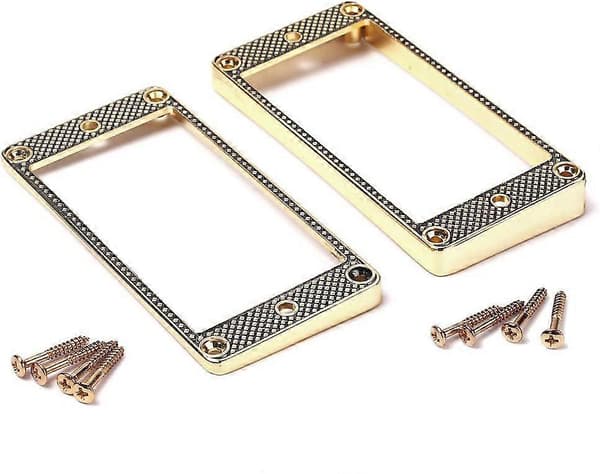2 st Böjd Botten Humbucker Pickup Ring Set för Gitarrtillbehör, Guld