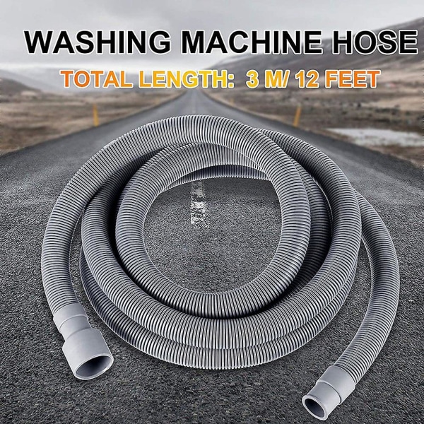 Vaskemaskine afløbsslange 10 Ft fleksibel opvaskemaskine afløbsslange forlængelsessæt Bølgeformet vaskemaskine Di