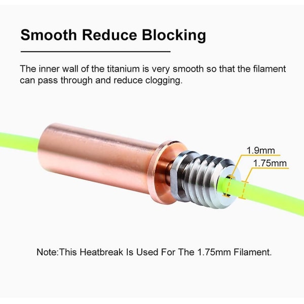 Bimetal Heatbreak Kobber Titan Tc4 Hals Høy Temperatur For S, Pro, Vyper 3d Skriverdeler
