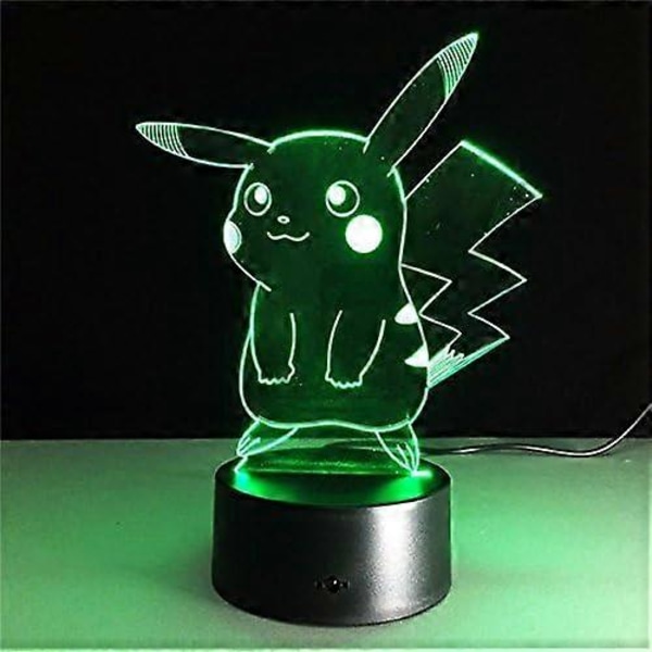 3D Nattlampa Gå Touch Nattlampor Färgglada Spel Pikachu Actionfigurer Leksaker Barnpresenter 7 Färger Byter