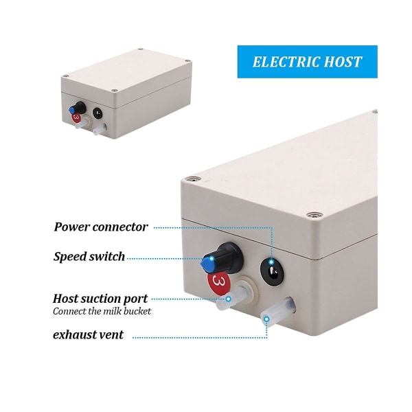 12V Elektrisk Mjölkning Elektrisk Mjölkningsmaskin Tillbehör Värd Vakuumpump för Åsna Får Ko Elect