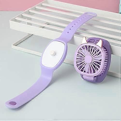 Mini Bærbar Håndledsventilator, Håndholdt Urventilator med Håndledsrem Farverig LED-lys Tre-trins USB-opladning