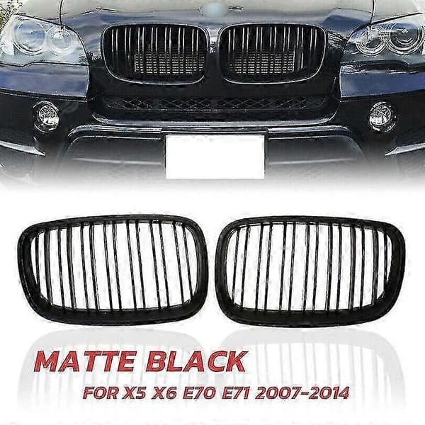 Mat Sort Front Kofanger Dobbelt Lamel Front Nyre Grill Gitter Til- X5 X6 E70 E71 2007-2014