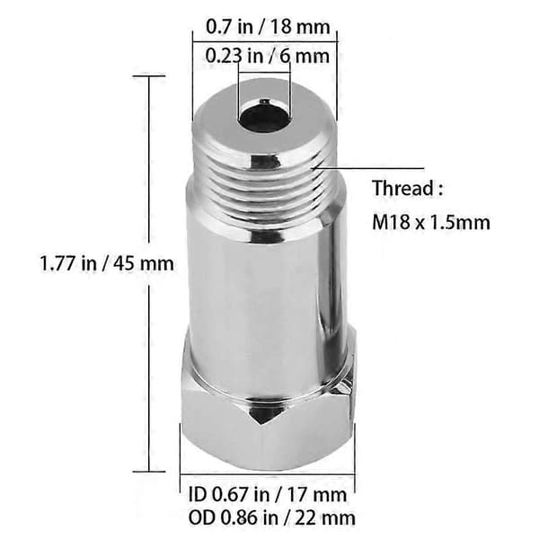 2kpl Auton Moottorin Vikavalon Poistaja O2 Happianturiadapteri M18x1.5