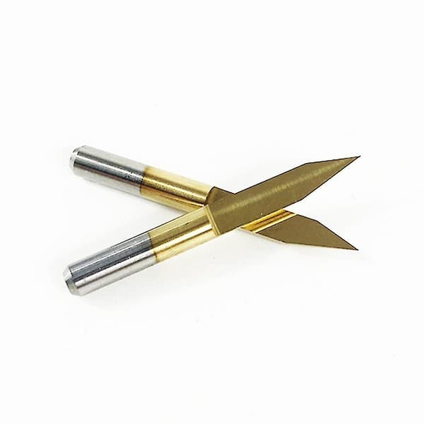 10st 30 Grader 0.1mm Spets Titanskiktad Platt Botten Karbid Pcb Gravyrbitar V-form Router Skär